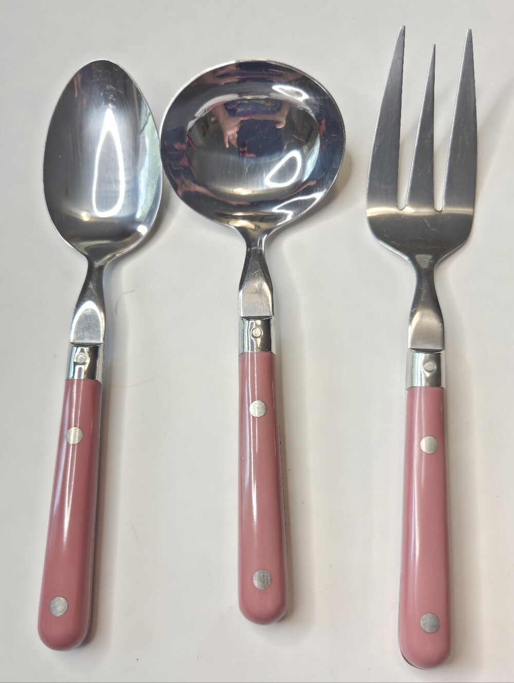 Washington Forge MARDI GRAS Stainless MAUVE Serving Set Fork Ladle Spoon